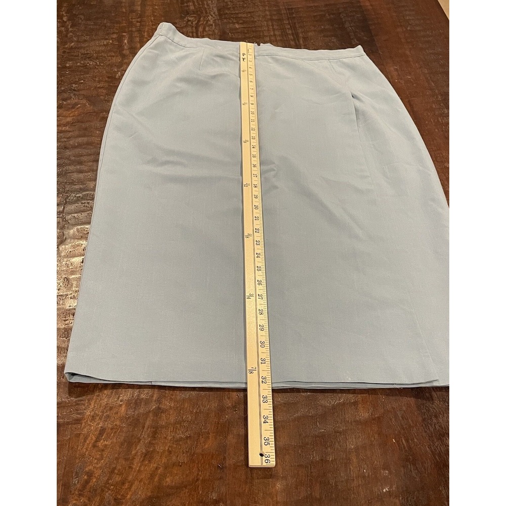 Vintage 80s Casablanca Midi‎ Skirt Size 18 Blue Secretary Slit Lined Made In USA - Picture 7 of 7